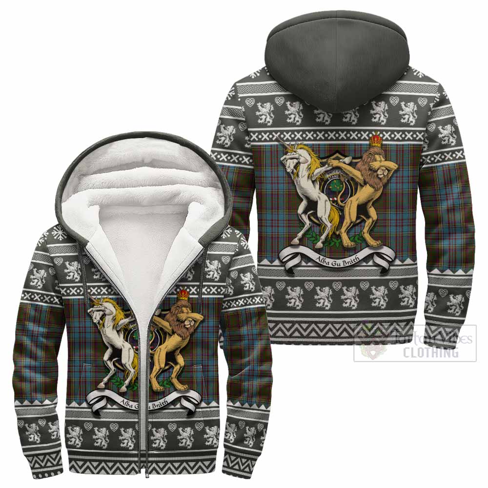 Anderson Clan Tartan Crest Christmas Fleece Hoodie Coat of Arms Funny Style - Tartan Vibes Clothing