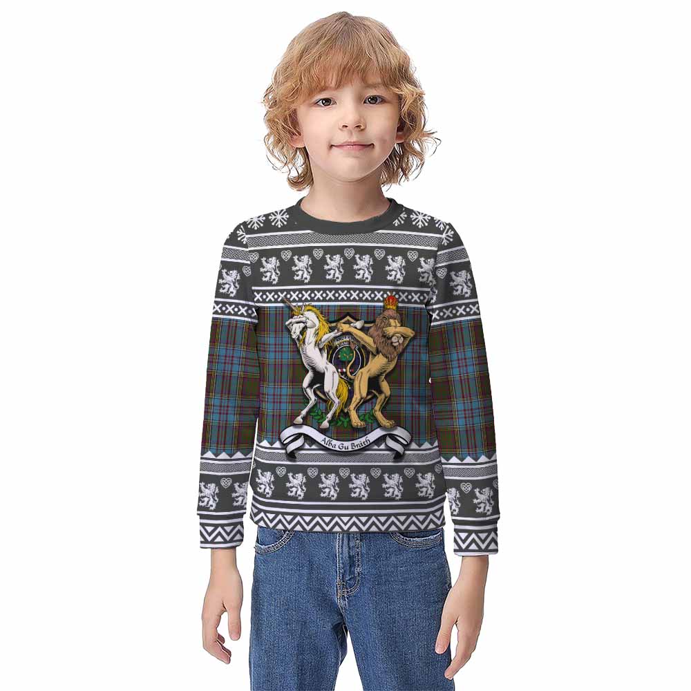 Anderson Clan Tartan Crest Christmas Kid Ugly Sweatshirt Coat of Arms Funny Style - Tartan Vibes Clothing