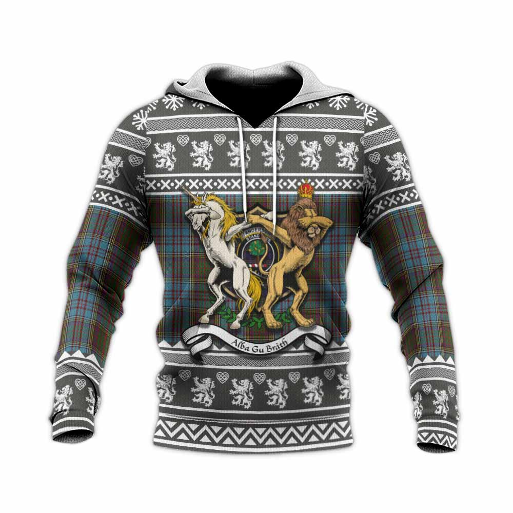 Anderson Clan Tartan Crest Christmas Knitted Hoodie Coat of Arms Funny Style - Tartan Vibes Clothing