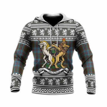 Anderson Clan Tartan Crest Christmas Knitted Hoodie Coat of Arms Funny Style