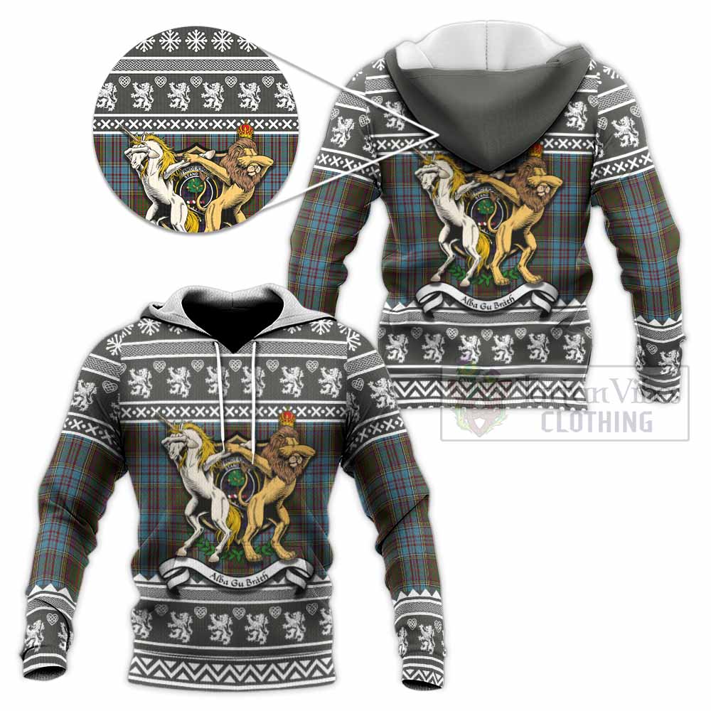 Anderson Clan Tartan Crest Christmas Knitted Hoodie Coat of Arms Funny Style - Tartan Vibes Clothing