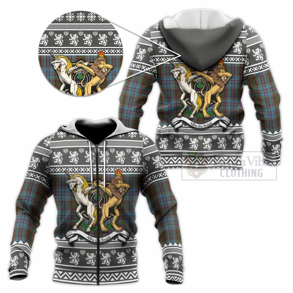 Anderson Clan Tartan Crest Christmas Knitted Hoodie Coat of Arms Funny Style - Tartan Vibes Clothing