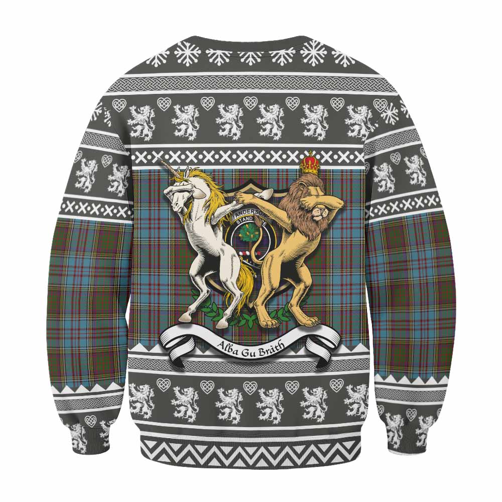 Anderson Clan Tartan Crest Christmas Sweatshirt Coat of Arms Funny Style - Tartan Vibes Clothing