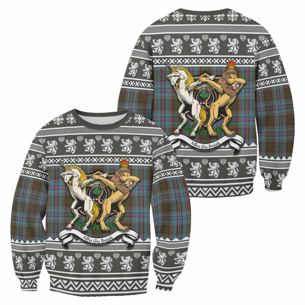 Anderson Clan Tartan Crest Christmas Sweatshirt Coat of Arms Funny Style - Tartan Vibes Clothing