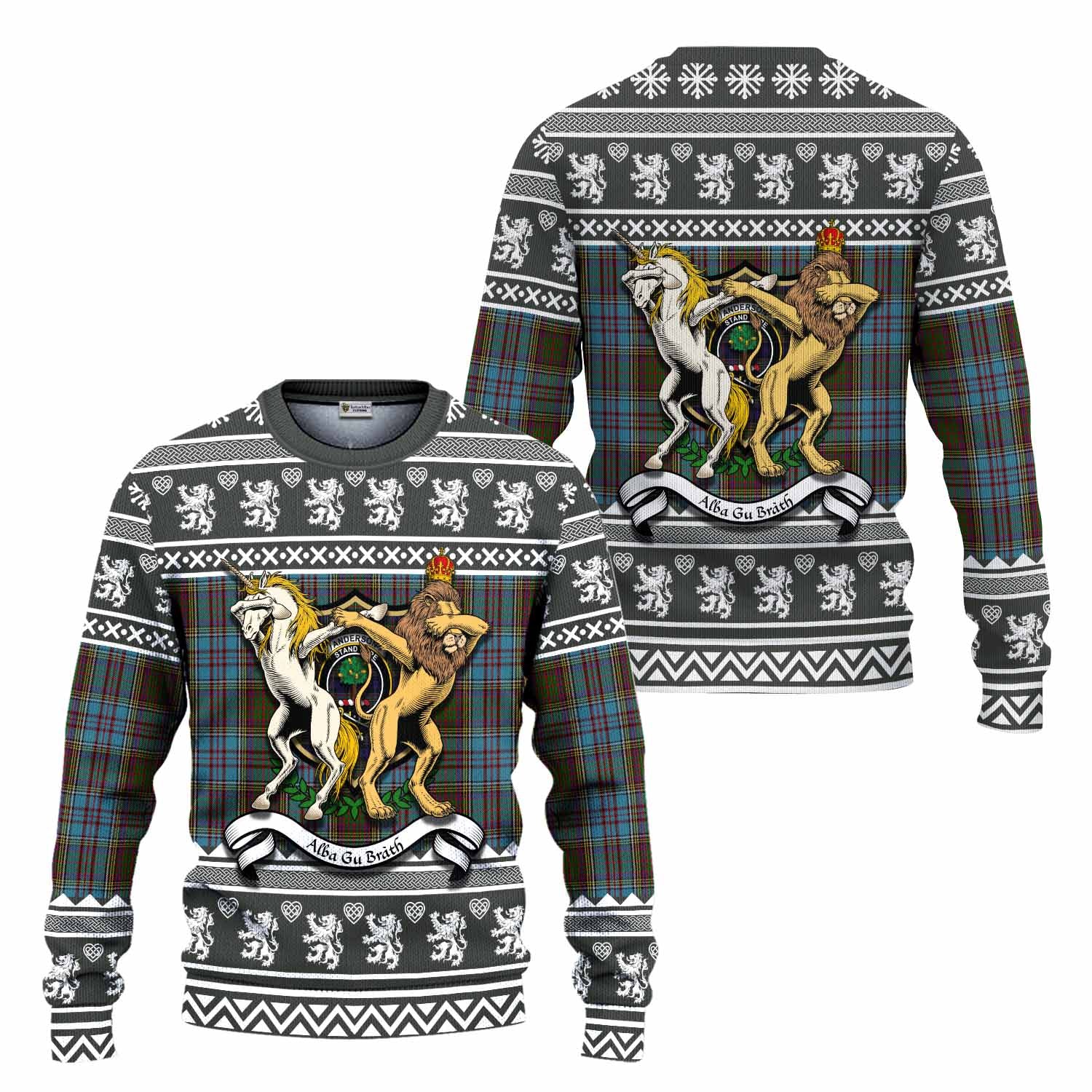 Anderson Clan Tartan Crest Christmas Ugly Sweater Coat of Arms Funny Style - Tartan Vibes Clothing