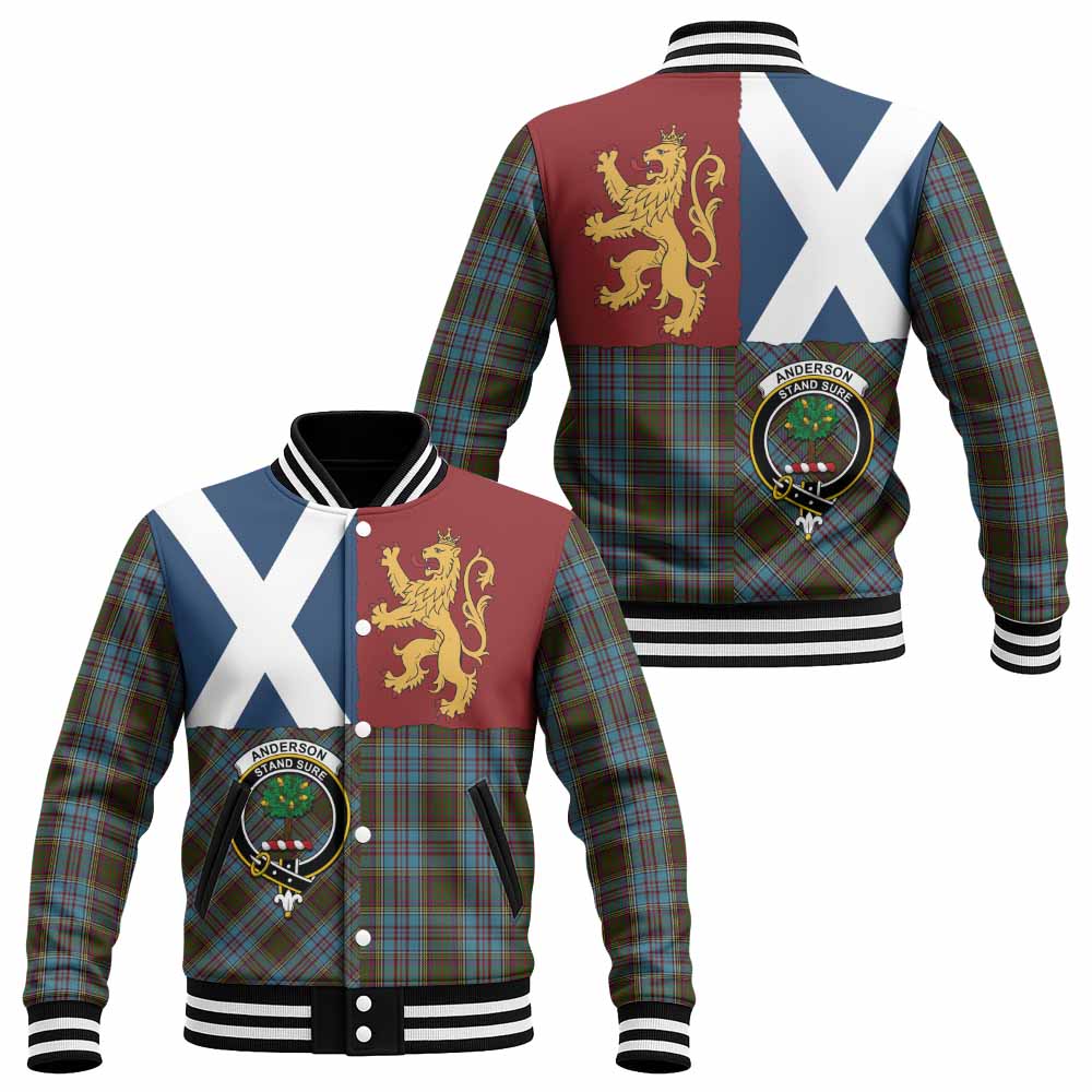 Anderson Crest Tartan Baseball Jacket with Lion Rampant Saltire Style