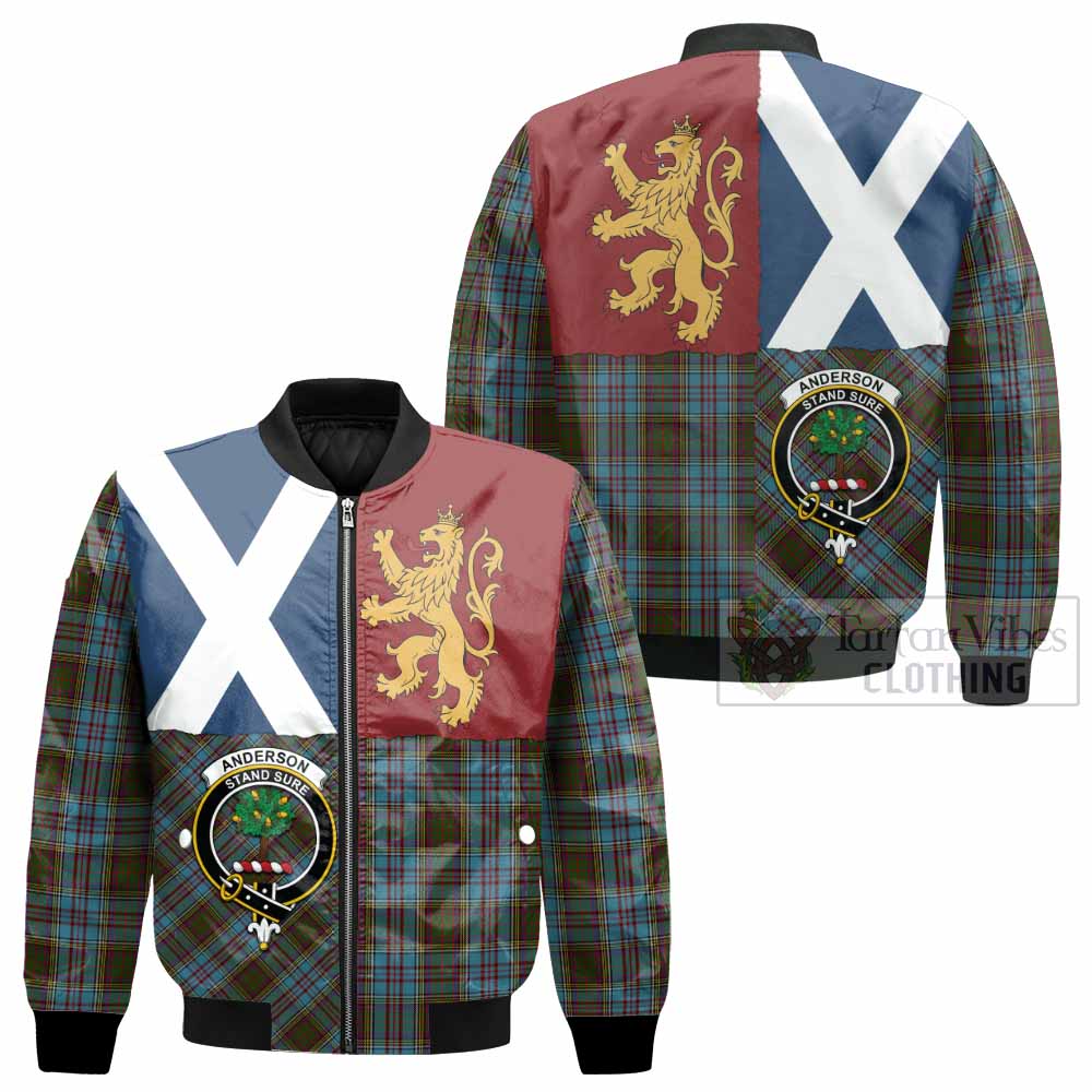 Anderson Crest Tartan Bomber Jacket with Lion Rampant Saltire Style