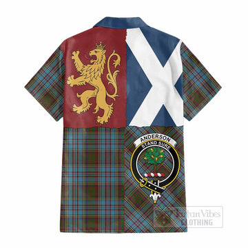 Anderson Crest Tartan Cotton Hawaiian Shirt with Lion Rampant Saltire Style