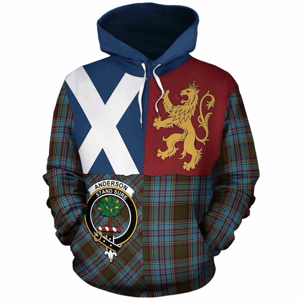 Anderson Crest Tartan Cotton Hoodie with Lion Rampant Saltire Style - Tartan Vibes Clothing