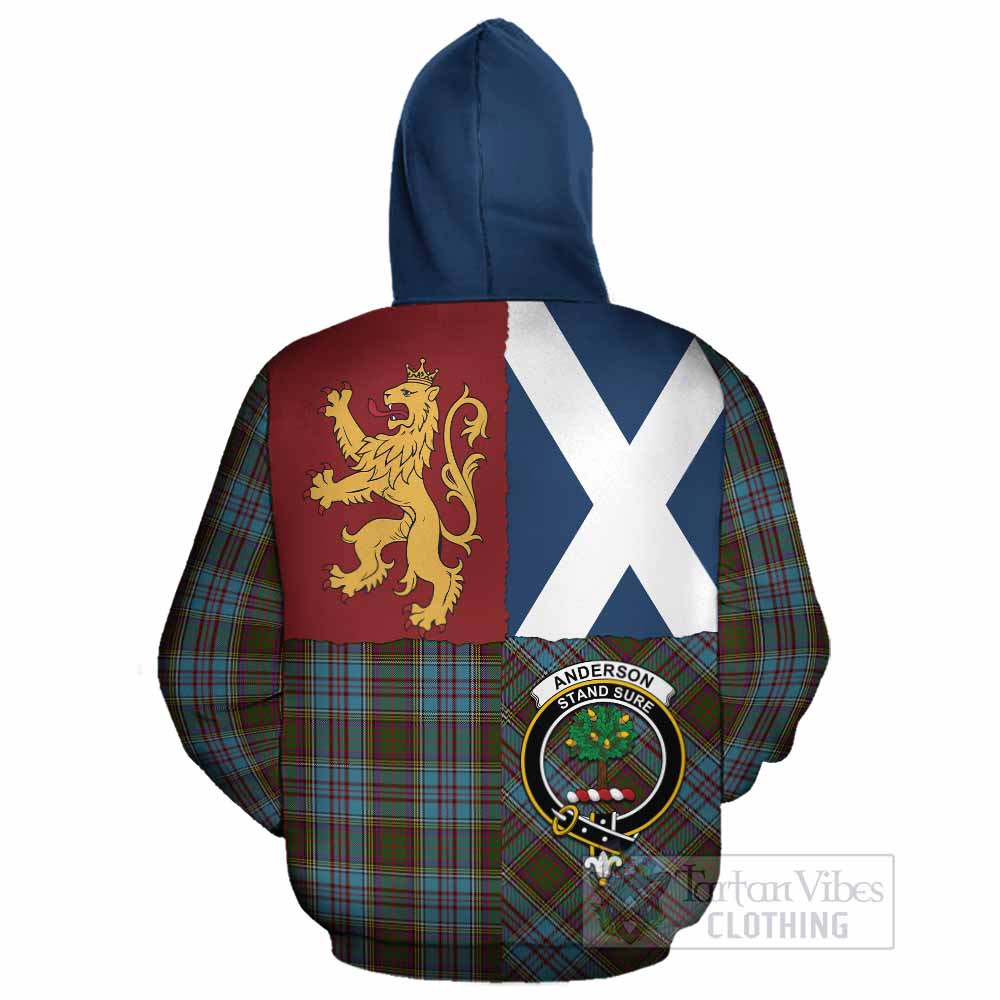 Anderson Crest Tartan Cotton Hoodie with Lion Rampant Saltire Style - Tartan Vibes Clothing