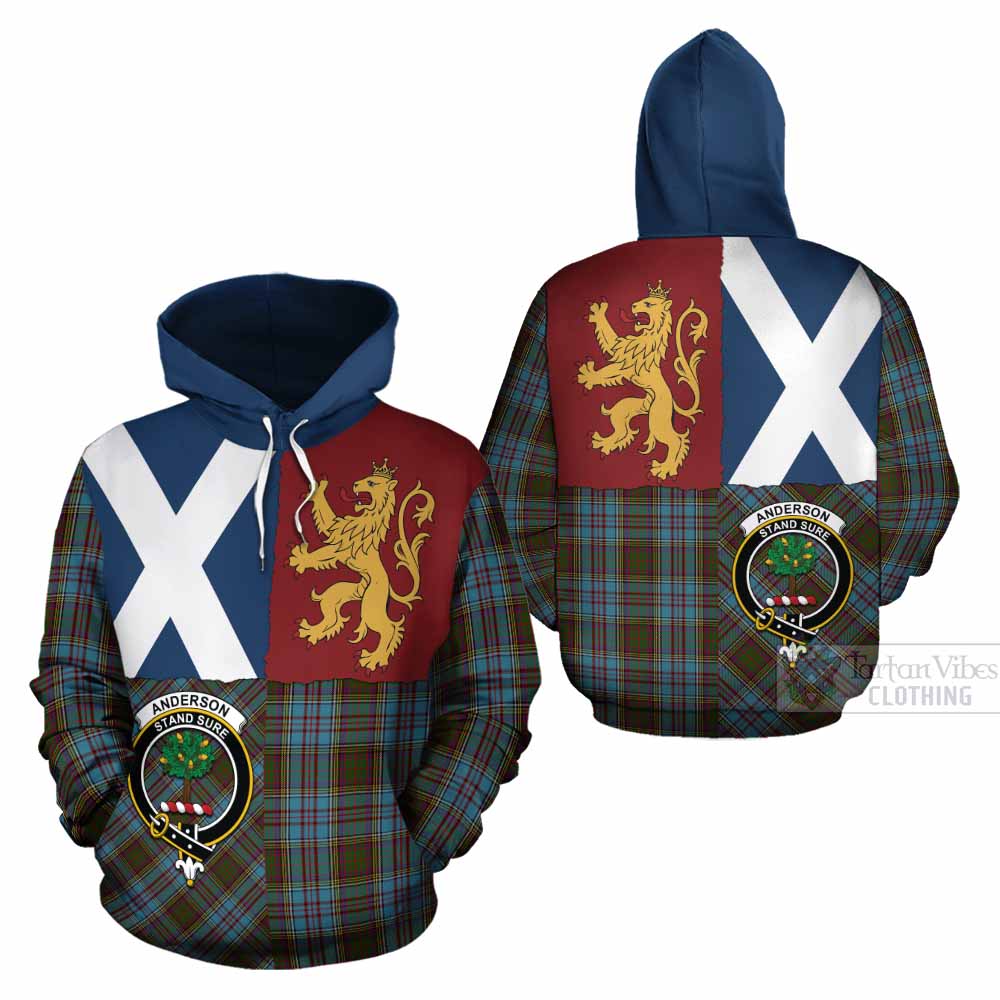 Anderson Crest Tartan Cotton Hoodie with Lion Rampant Saltire Style - Tartan Vibes Clothing