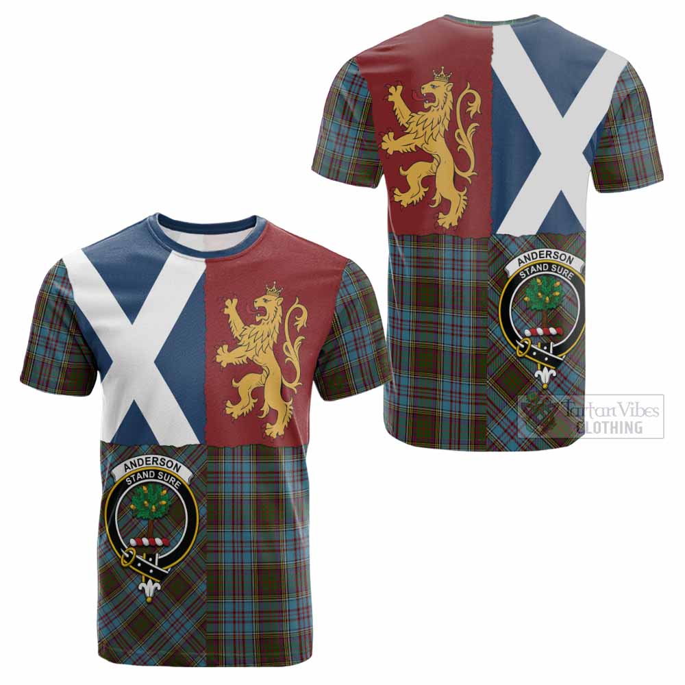 Anderson Crest Tartan Cotton T-shirt with Lion Rampant Saltire Style - Tartan Vibes Clothing