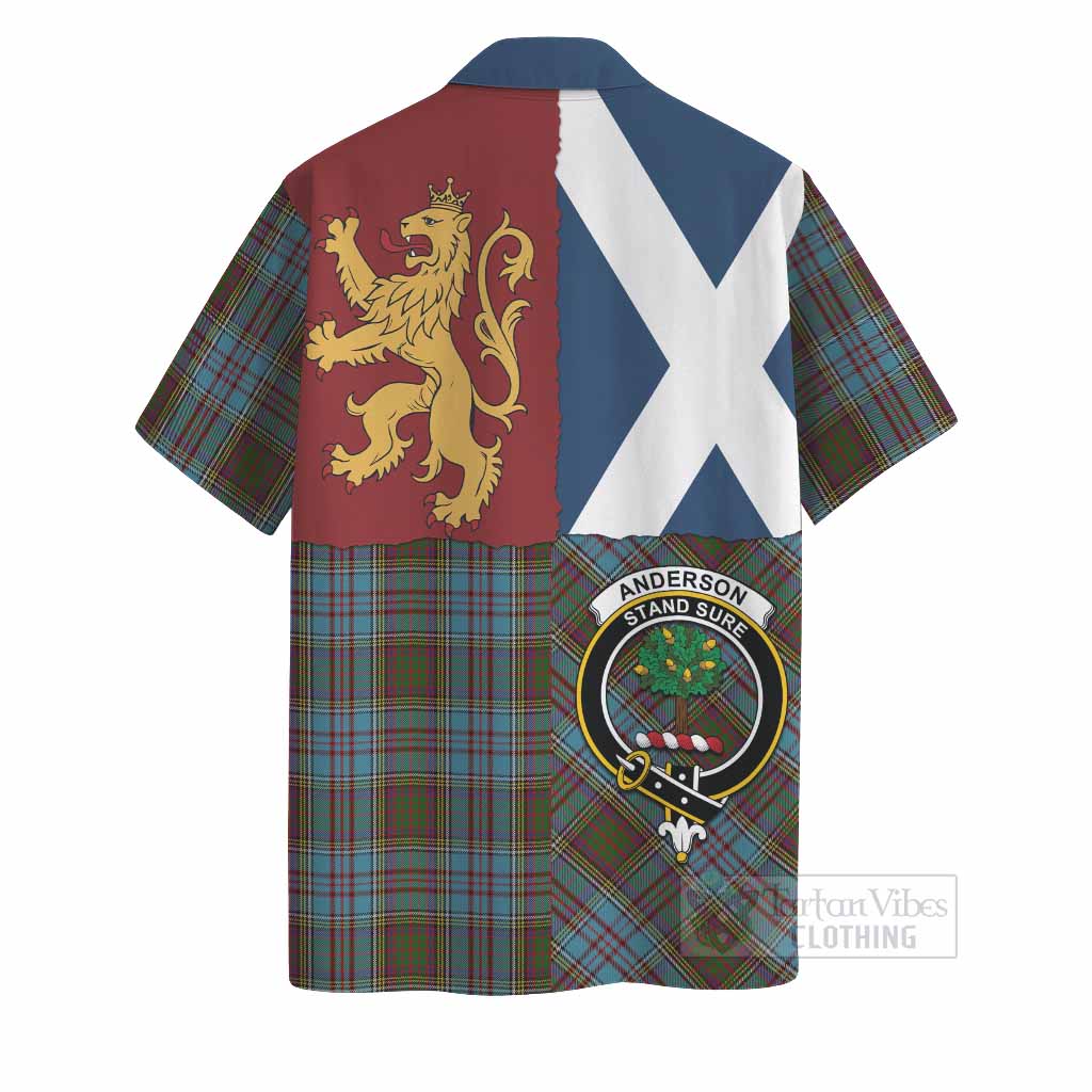 Anderson Crest Tartan Hawaiian Shirt with Lion Rampant Saltire Style