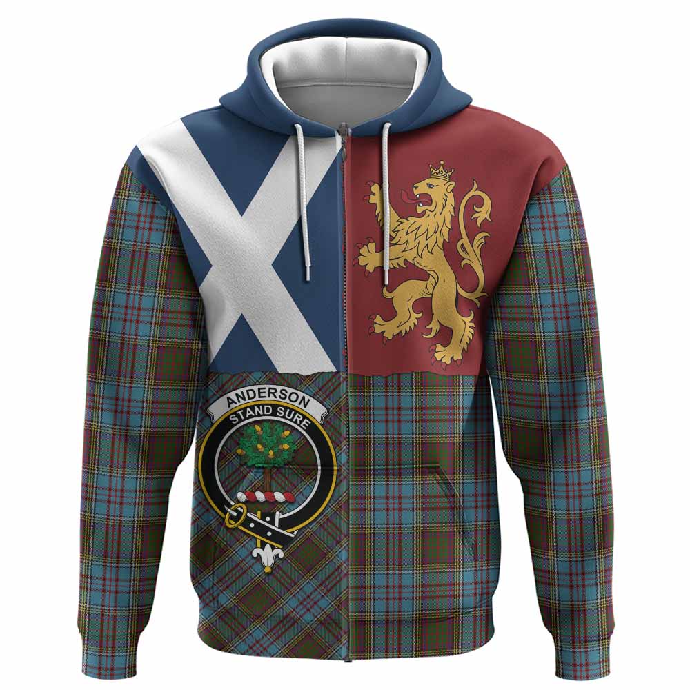 Anderson Crest Tartan Hoodie with Lion Rampant Saltire Style