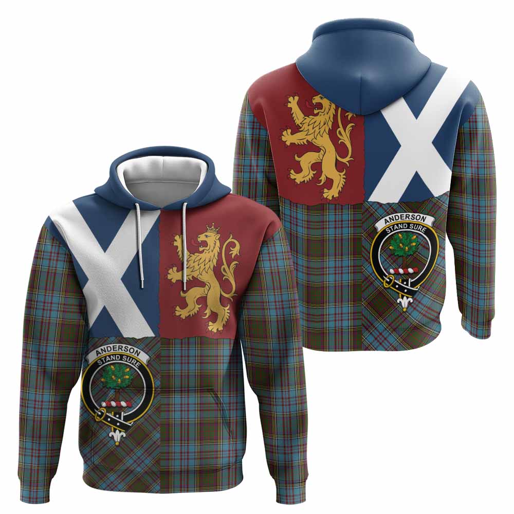 Anderson Crest Tartan Hoodie with Lion Rampant Saltire Style