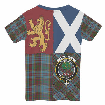 Anderson Crest Tartan Kid T-shirt with Lion Rampant Saltire Style