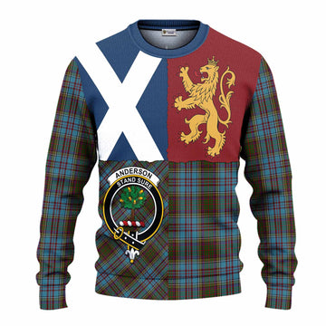 Anderson Crest Tartan Knitted Sweater with Lion Rampant Saltire Style
