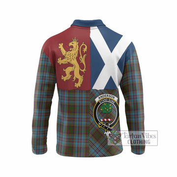 Anderson Crest Tartan Long Sleeve Polo Shirt with Lion Rampant Saltire Style