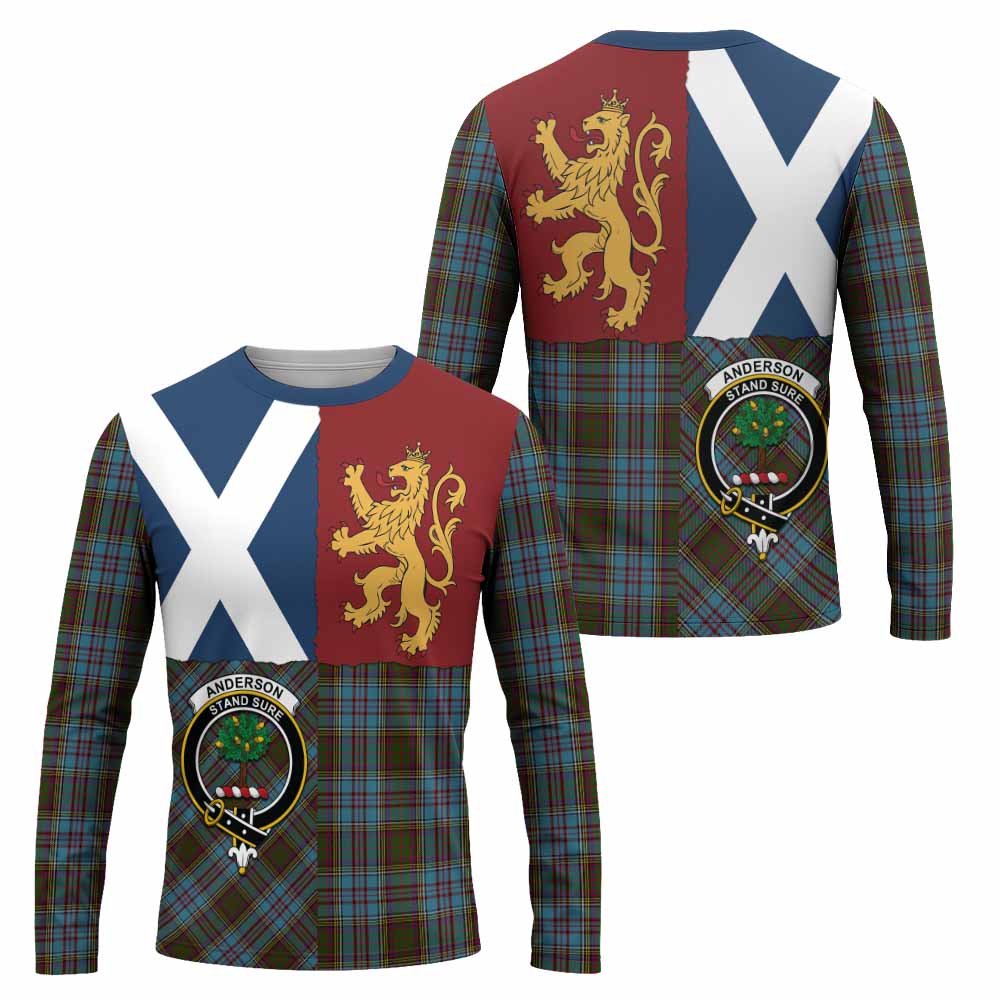 Anderson Crest Tartan Long Sleeve T-Shirt with Lion Rampant Saltire Style