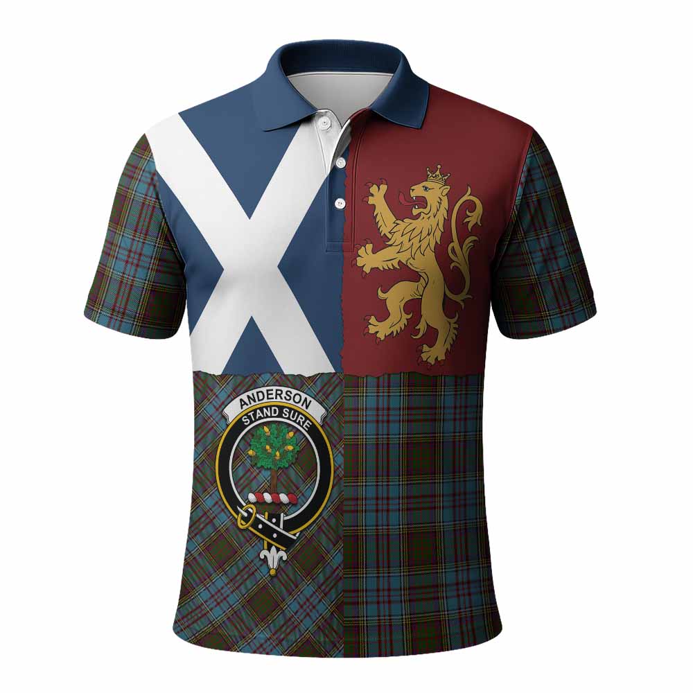 Anderson Crest Tartan Polo Shirt with Lion Rampant Saltire Style