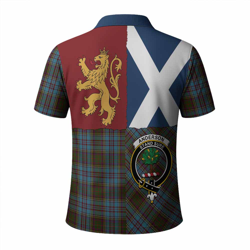 Anderson Crest Tartan Polo Shirt with Lion Rampant Saltire Style