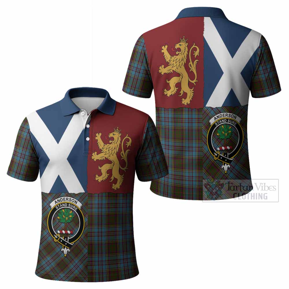 Anderson Crest Tartan Polo Shirt with Lion Rampant Saltire Style