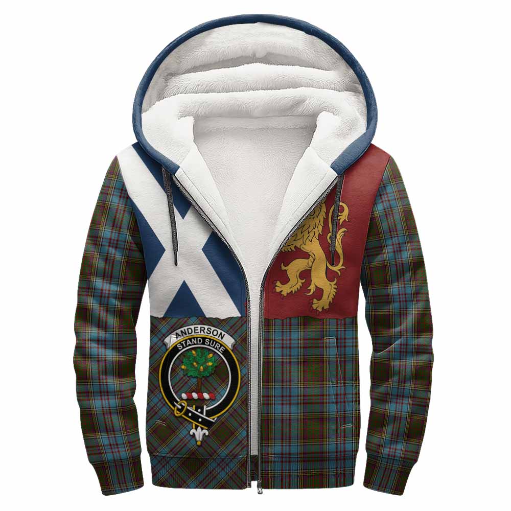 Anderson Crest Tartan Sherpa Hoodie with Lion Rampant Saltire Style