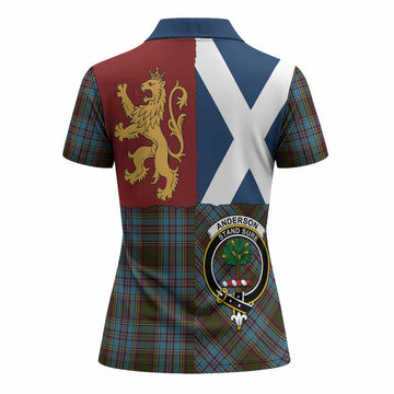Anderson Crest Tartan Women Polo Shirt with Lion Rampant Saltire Style