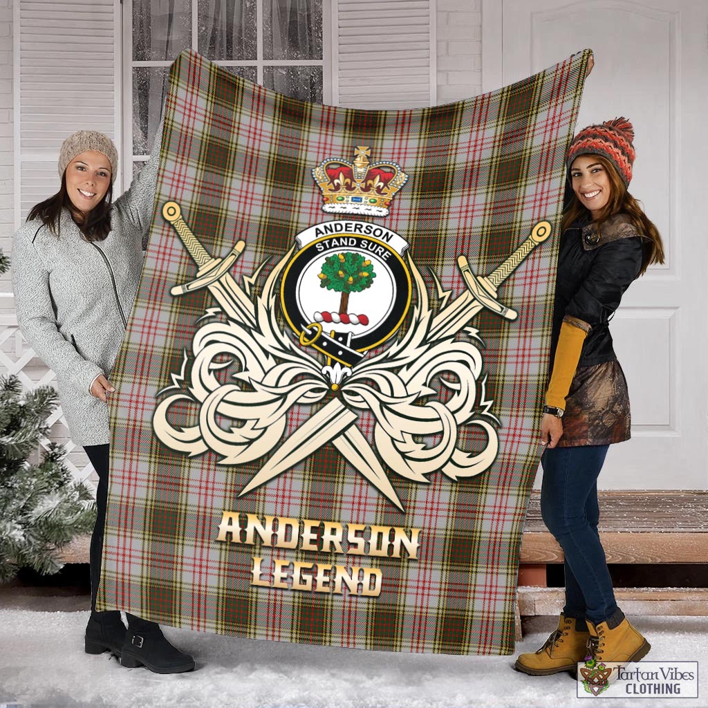 Tartan Vibes Clothing Anderson Dress Tartan Blanket with Clan Crest and the Golden Sword of Courageous Legacy