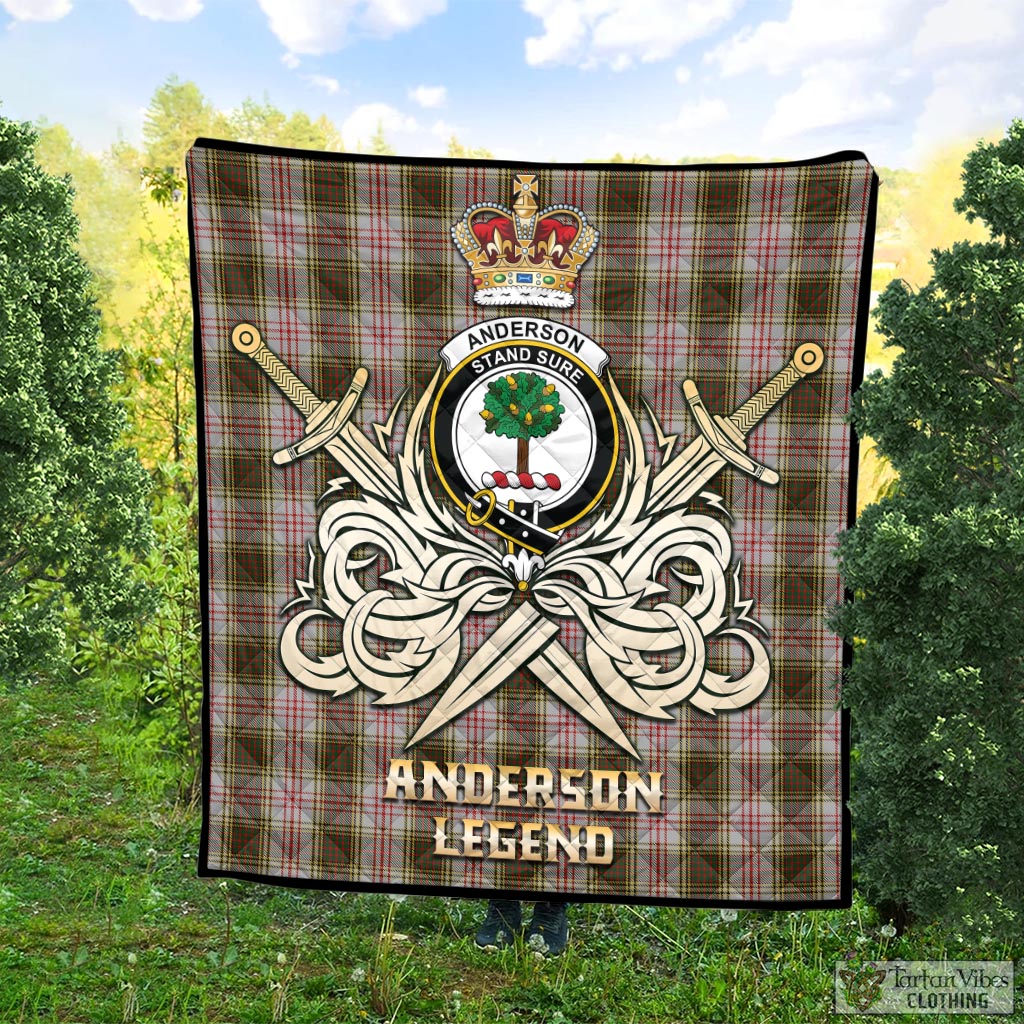 Tartan Vibes Clothing Anderson Dress Tartan Quilt with Clan Crest and the Golden Sword of Courageous Legacy