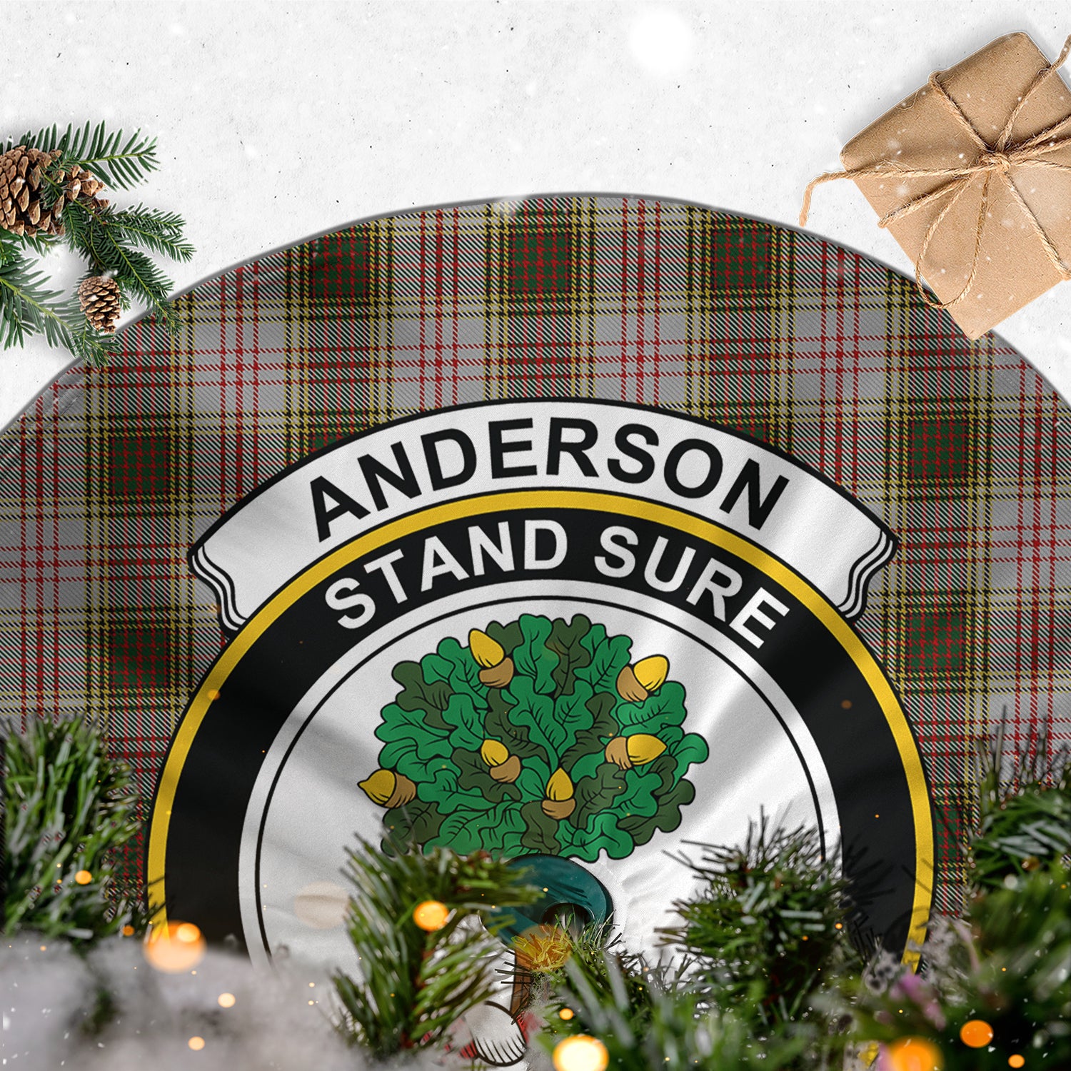 Anderson Dress Tartan Christmas Tree Skirt with Family Crest - Tartanvibesclothing