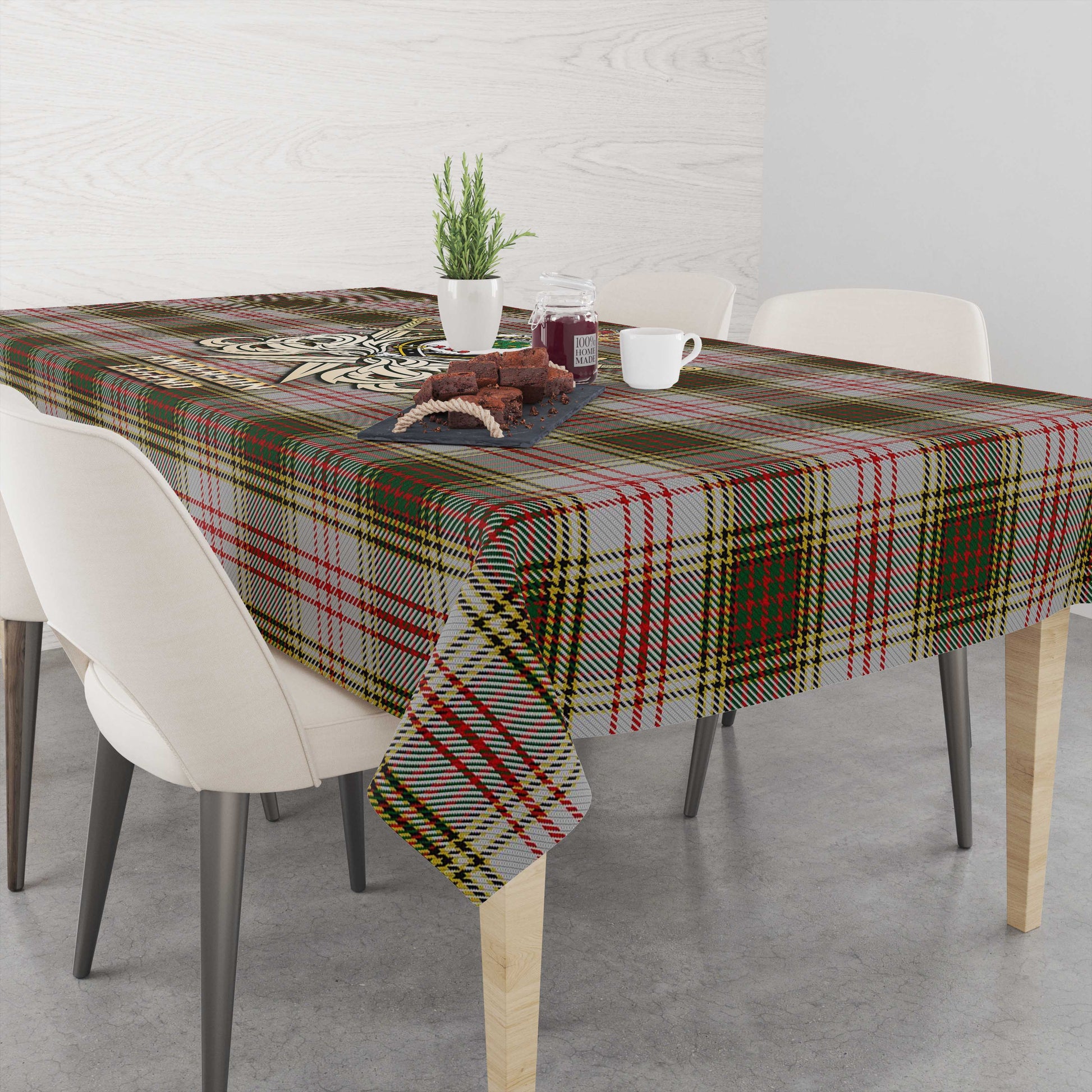 Tartan Vibes Clothing Anderson Dress Tartan Tablecloth with Clan Crest and the Golden Sword of Courageous Legacy