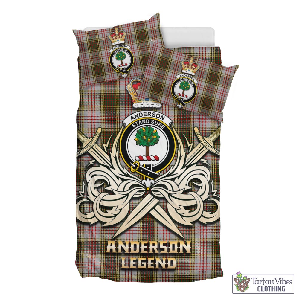 Tartan Vibes Clothing Anderson Dress Tartan Bedding Set with Clan Crest and the Golden Sword of Courageous Legacy
