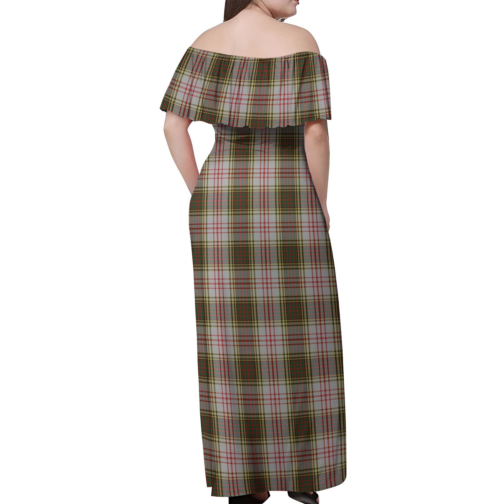 Anderson Dress Tartan Off Shoulder Long Dress - Tartanvibesclothing