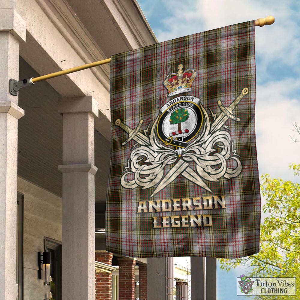 Tartan Vibes Clothing Anderson Dress Tartan Flag with Clan Crest and the Golden Sword of Courageous Legacy