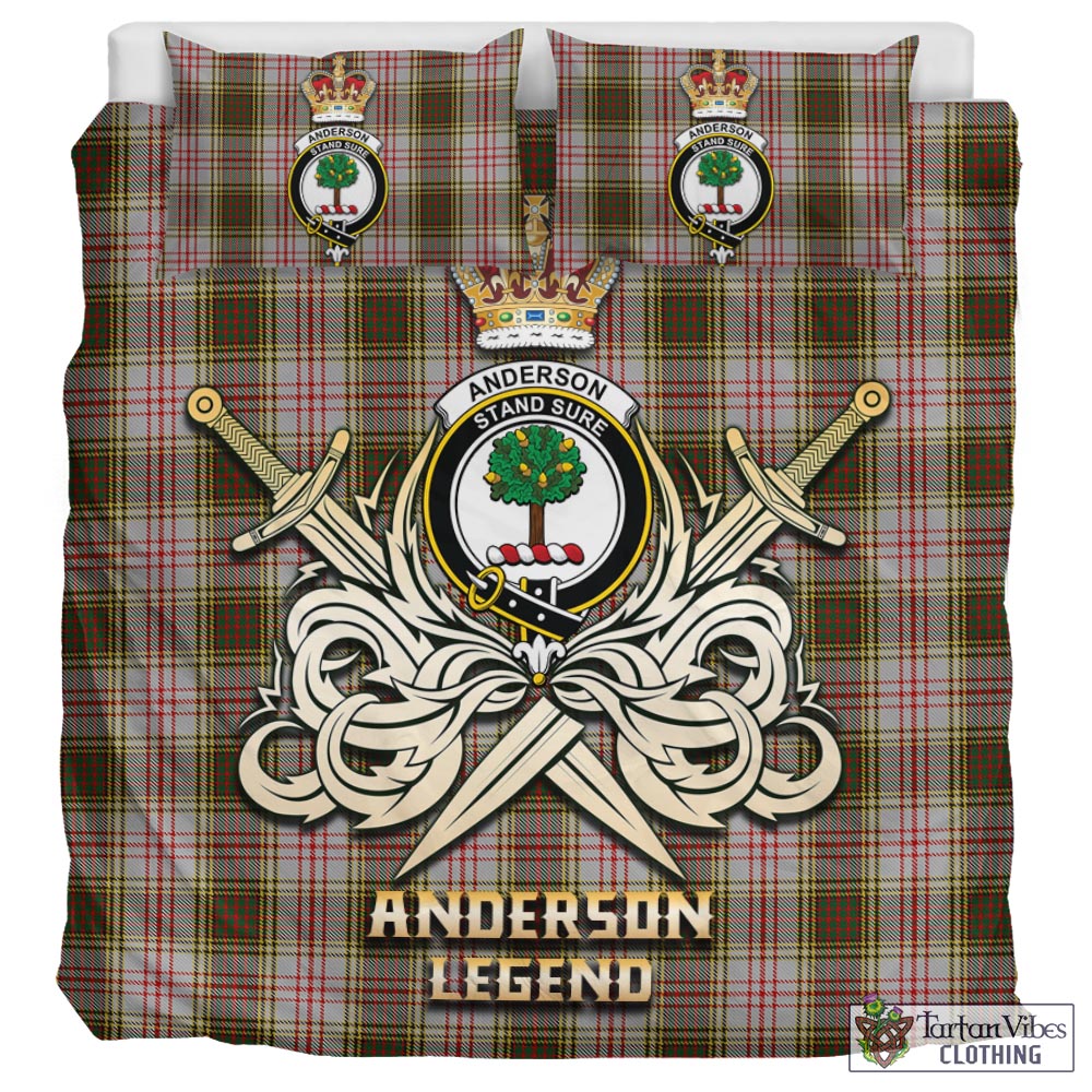 Tartan Vibes Clothing Anderson Dress Tartan Bedding Set with Clan Crest and the Golden Sword of Courageous Legacy