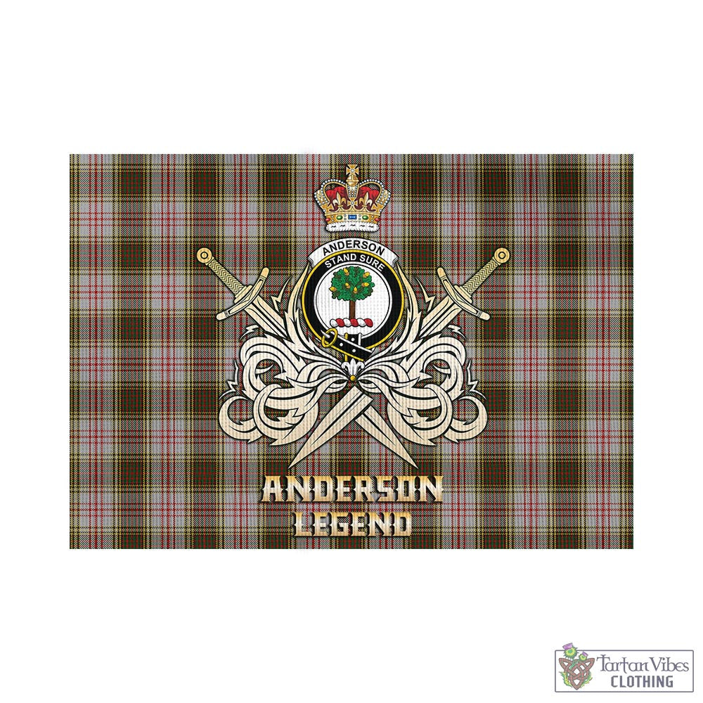 Tartan Vibes Clothing Anderson Dress Tartan Flag with Clan Crest and the Golden Sword of Courageous Legacy