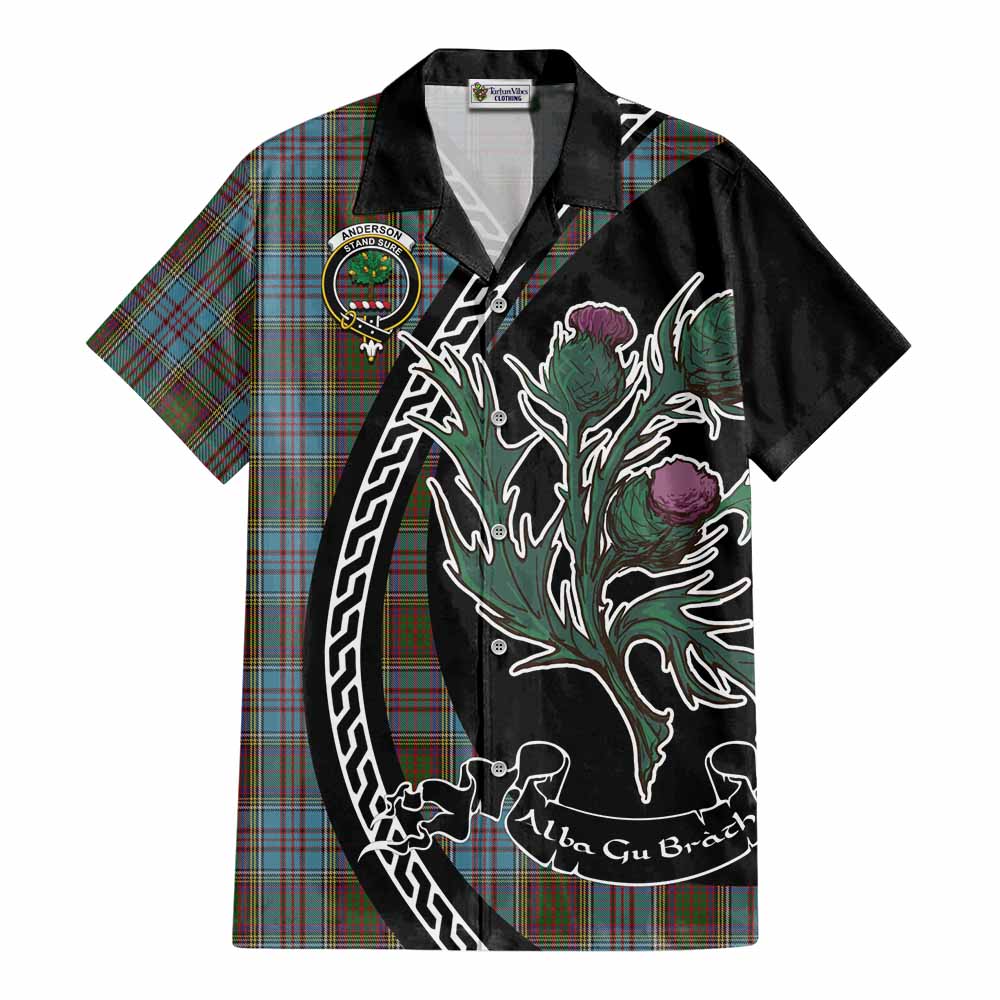 Anderson Family Crest Tartan Cotton Hawaiian Shirt Alba Thistle Inspired - Tartan Vibes Clothing