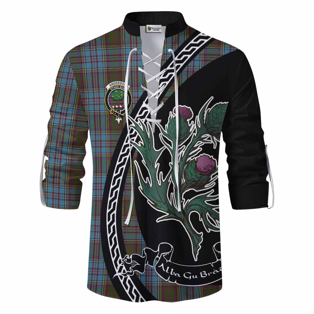 Anderson Family Crest Tartan Ghillie Shirt Alba Thistle Inspired - Tartan Vibes Clothing