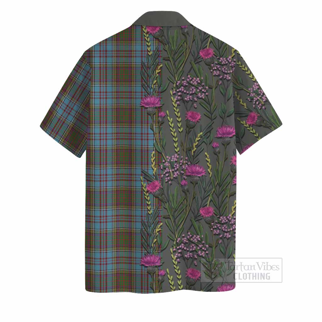 Anderson Family Crest Tartan Hawaiian Shirt Scottish Thistle Flower Pattern Half Style - Tartan Vibes Clothing
