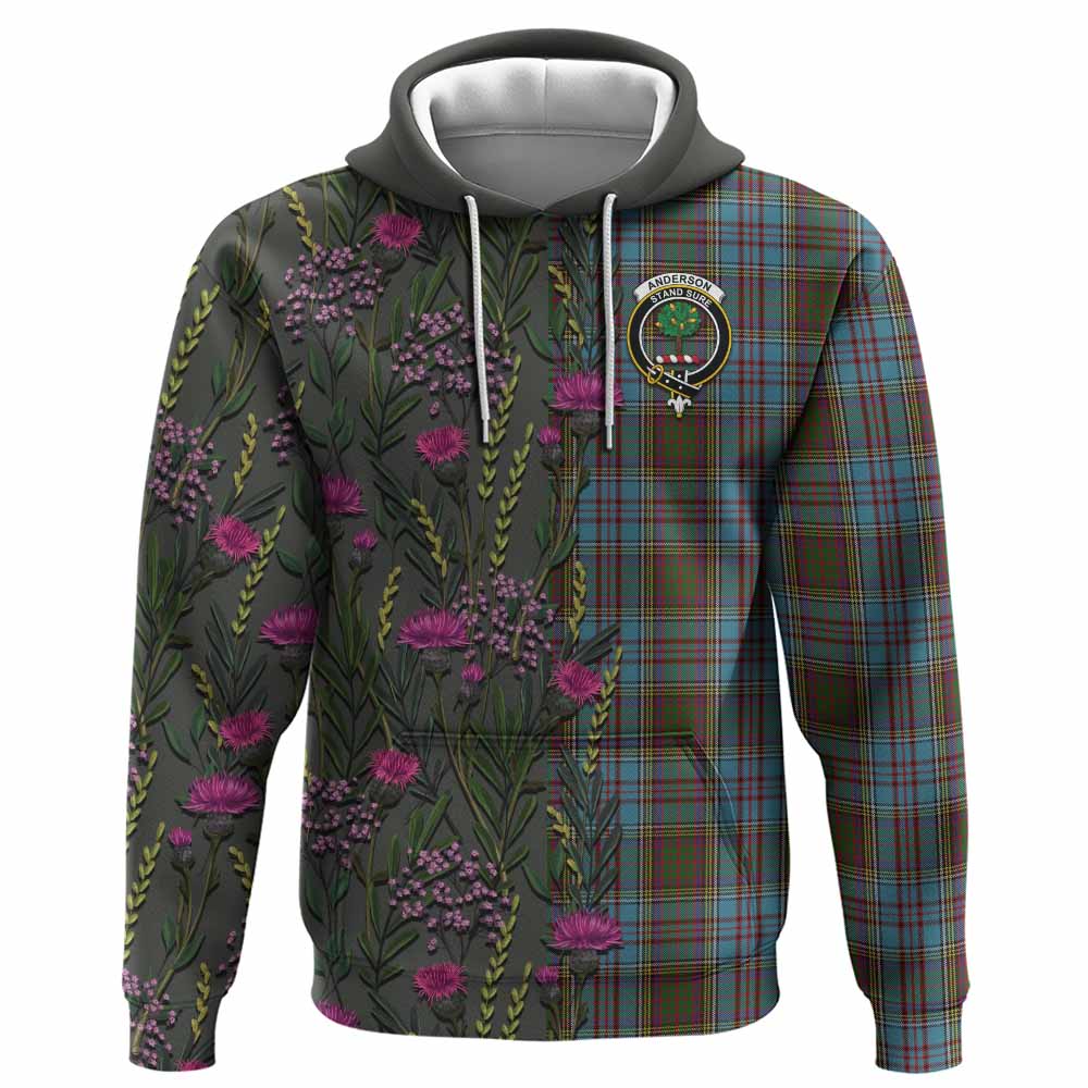 Anderson Family Crest Tartan Hoodie Scottish Thistle Flower Pattern Half Style - Tartan Vibes Clothing