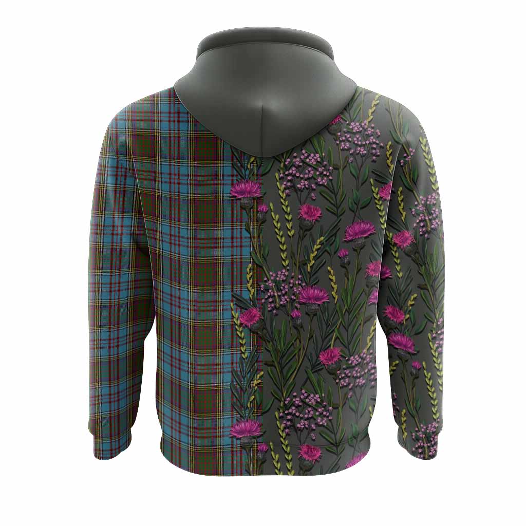 Anderson Family Crest Tartan Hoodie Scottish Thistle Flower Pattern Half Style - Tartan Vibes Clothing