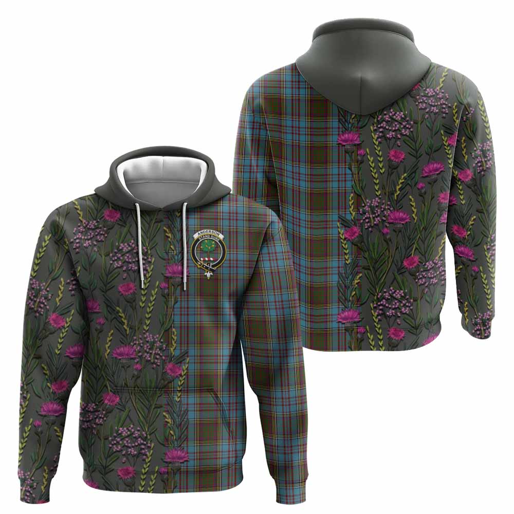Anderson Family Crest Tartan Hoodie Scottish Thistle Flower Pattern Half Style - Tartan Vibes Clothing
