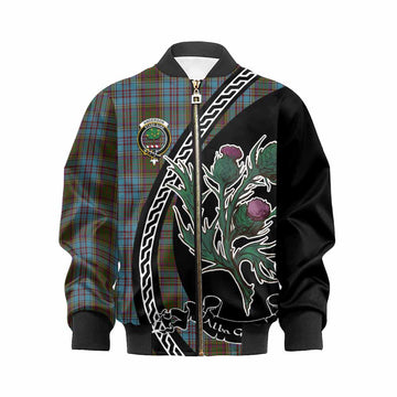 Anderson Family Crest Tartan Kid Bomber Jacket Alba Thistle Inspired