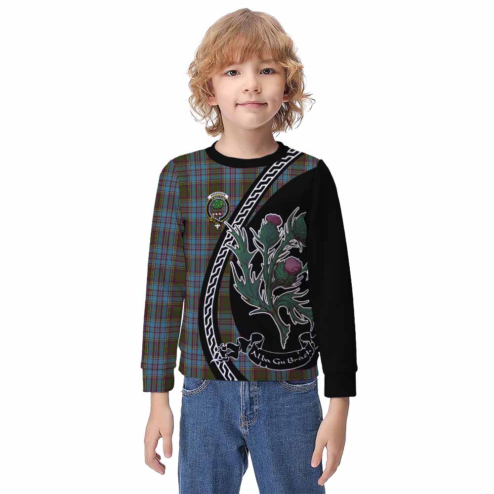Anderson Family Crest Tartan Kid Knitted Sweatshirt Alba Thistle Inspired - Tartan Vibes Clothing