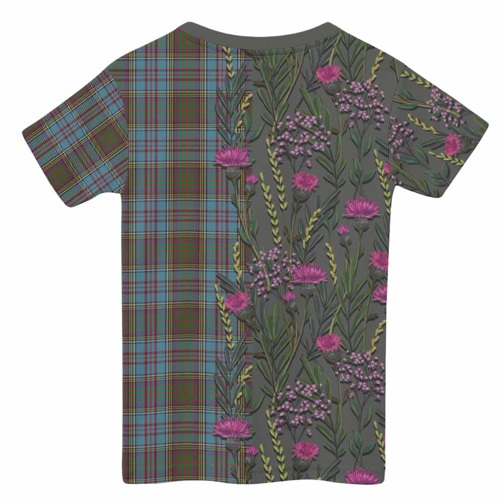 Anderson Family Crest Tartan Kid T-shirt Scottish Thistle Flower Pattern Half Style - Tartan Vibes Clothing