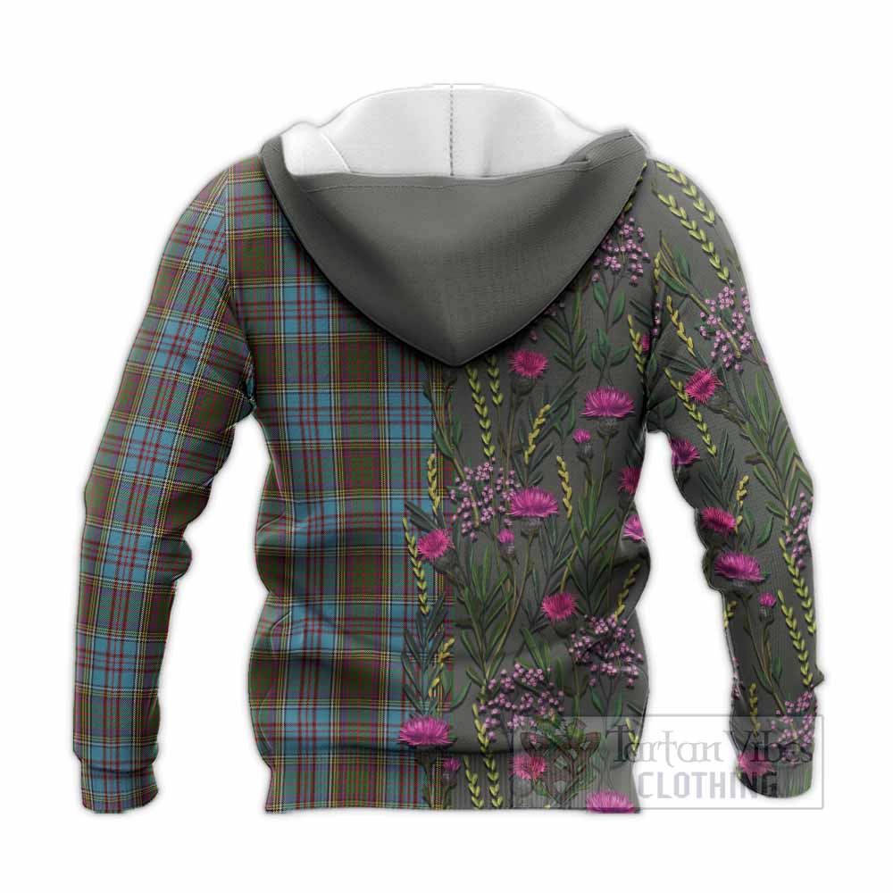 Anderson Family Crest Tartan Knitted Hoodie Scottish Thistle Flower Pattern Half Style - Tartan Vibes Clothing