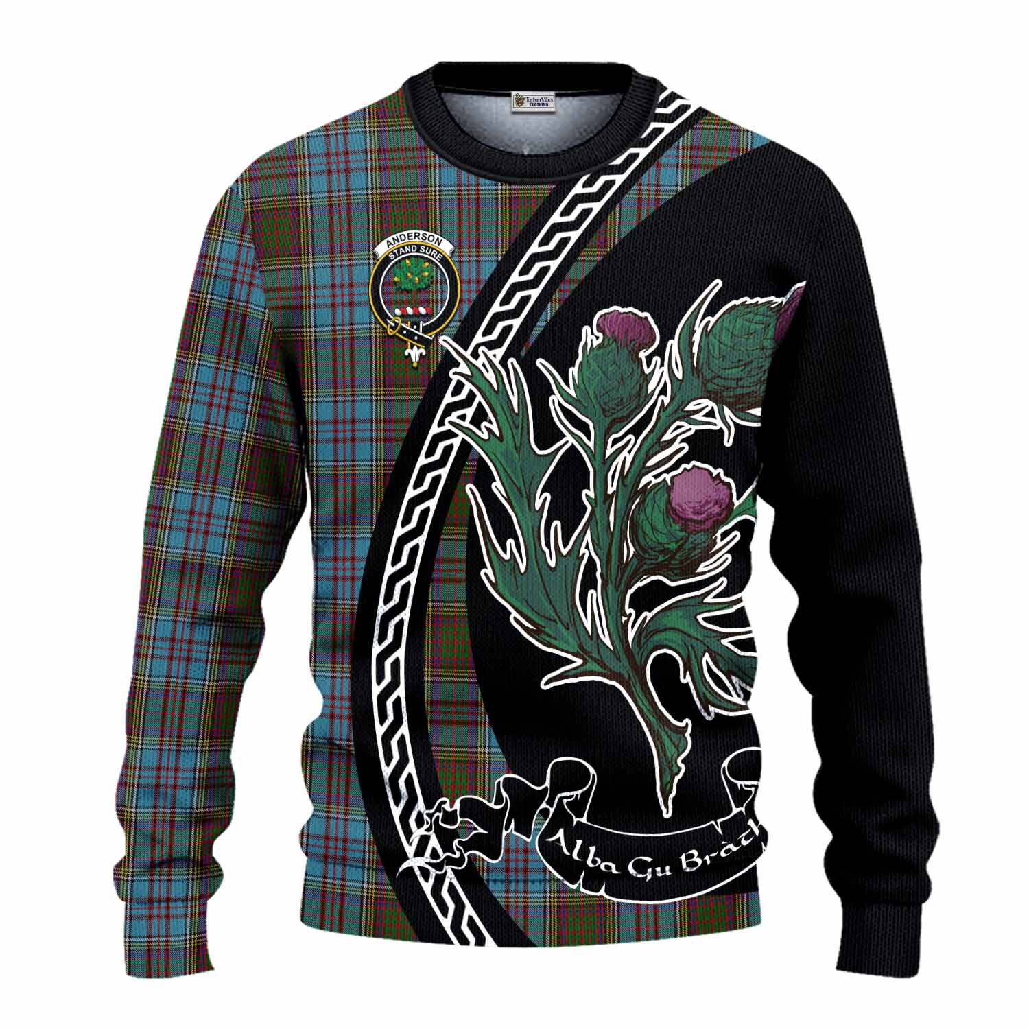 Anderson Family Crest Tartan Knitted Sweater Alba Thistle Inspired - Tartan Vibes Clothing