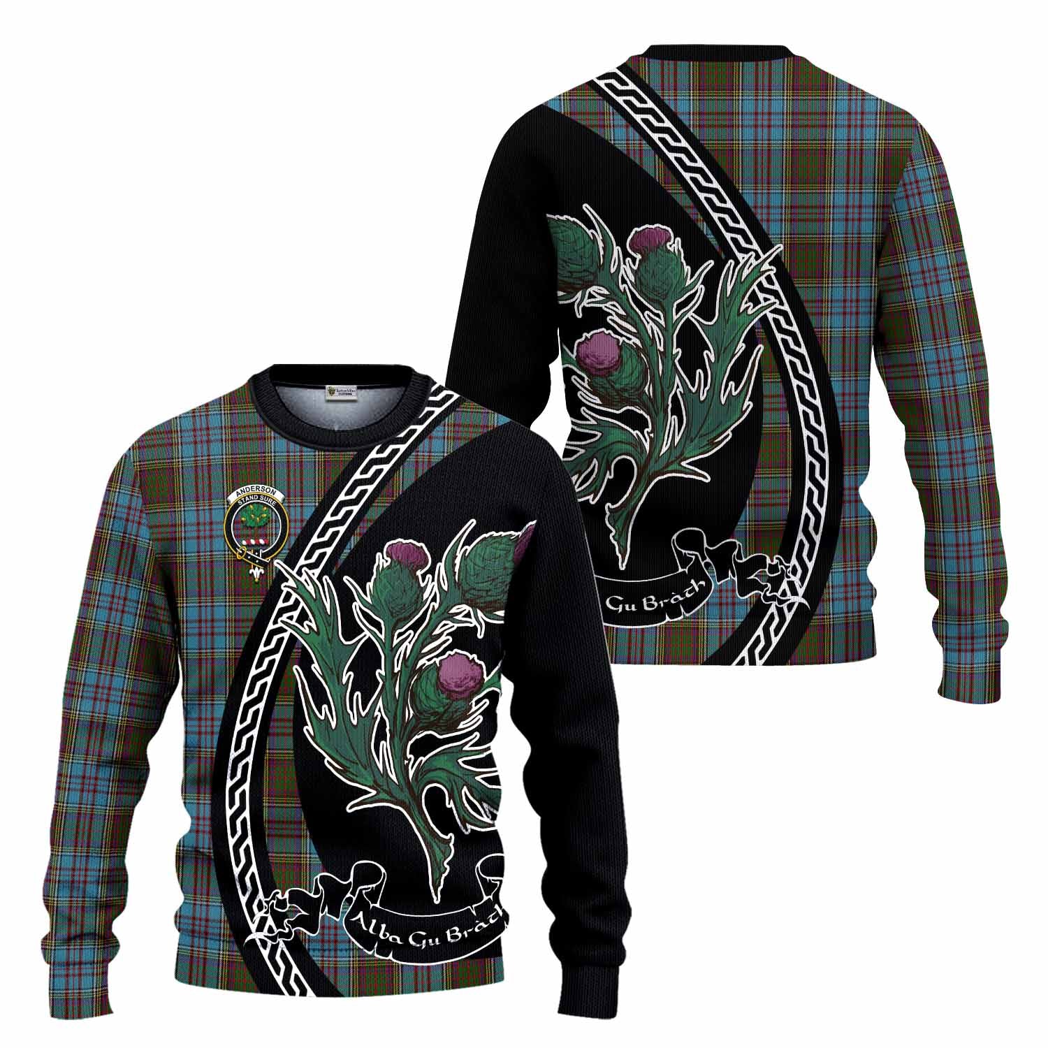 Anderson Family Crest Tartan Knitted Sweater Alba Thistle Inspired - Tartan Vibes Clothing