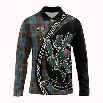 Anderson Family Crest Tartan Long Sleeve Polo Shirt Alba Thistle Inspired